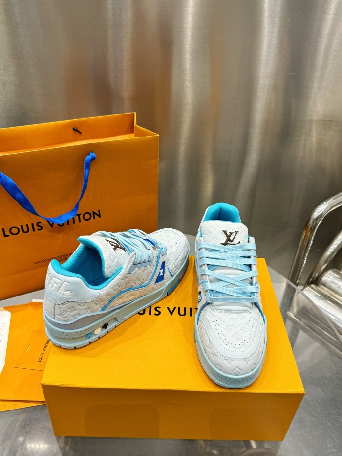 1:1 quality version Floral Logo Print Leather Sneakers 2 colors