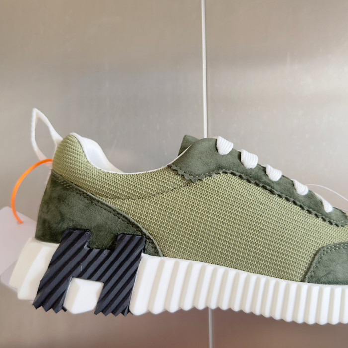[plus-size shoes]Bouncing Olive Green Suede & Mesh Couple Style Breathable Sneakers 29085239