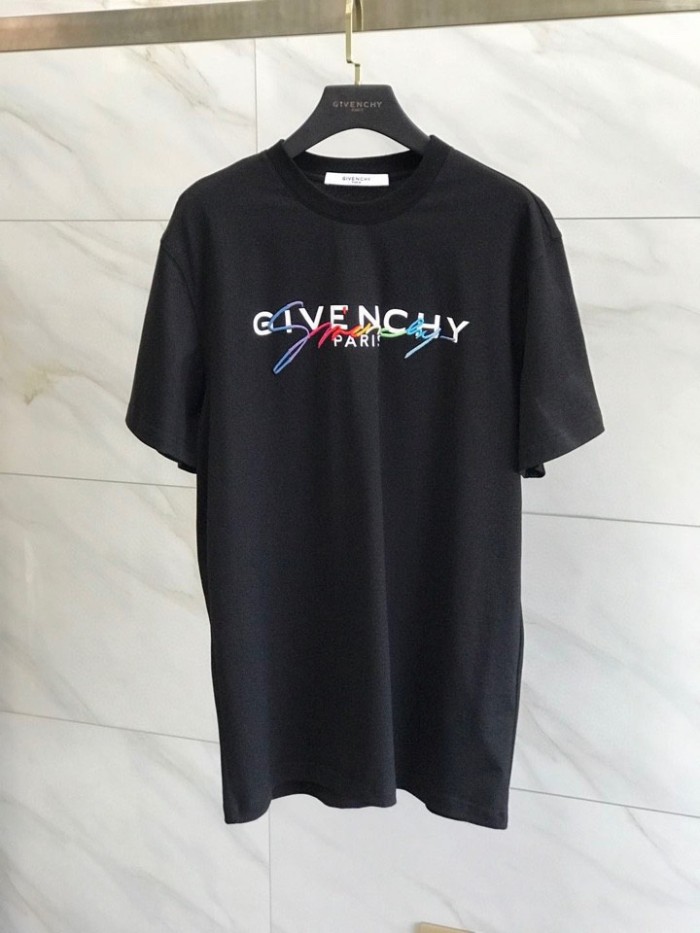 1:1 quality version Embroidered Colorful Signature Letter Short Sleeve