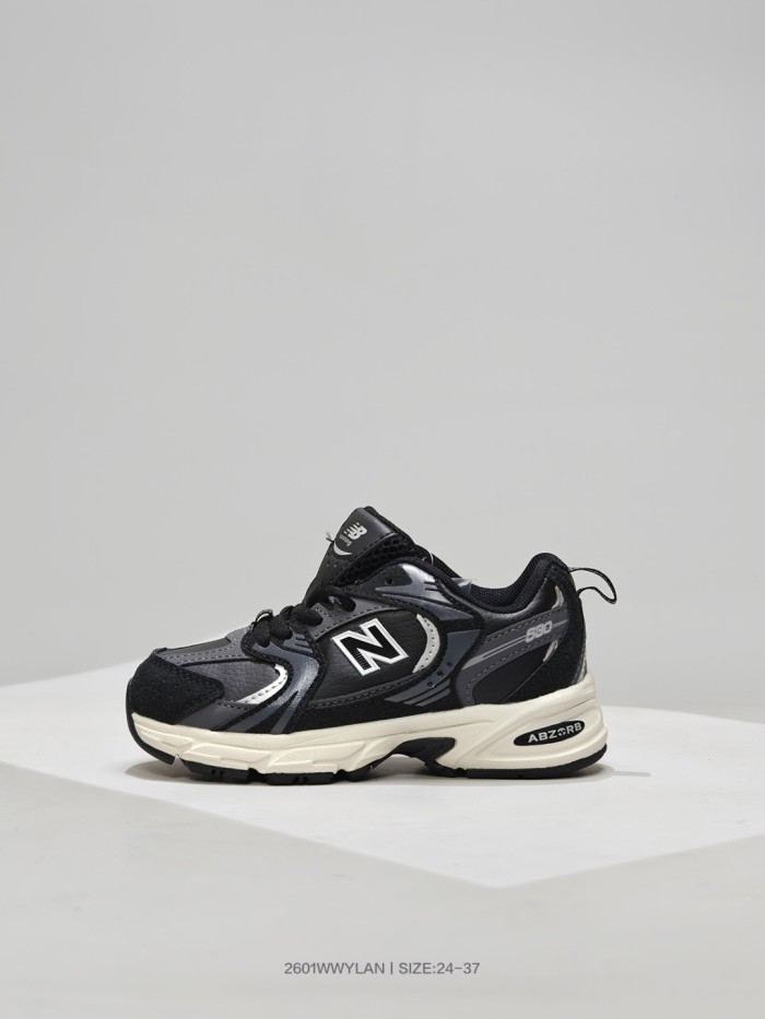 N-logo Leather Upper Retro Running Shoes for Kids 4 colors 28997931