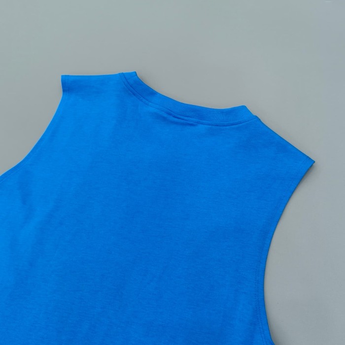 1:1 quality version Tokyo Paris Limited Blue Embroidery Cross Flocked Cotton Tank Top Vest 29093457