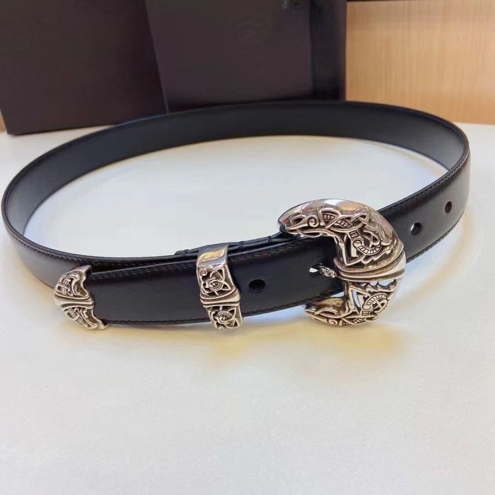 1:1 quality version Cat's Claw Pure Copper Silver Plated Pin Buckle Leather Belt【Width 3.0 cm】