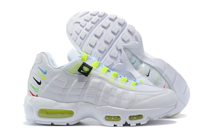 [plus-size shoes]Air Max 95 Black White Swoosh Neon Accent Air Cushion Casual Sneakers 29066056