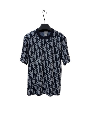 1:1 quality version Dark Blue Color-Blocked Jacquard Knit T-shirt 28968062