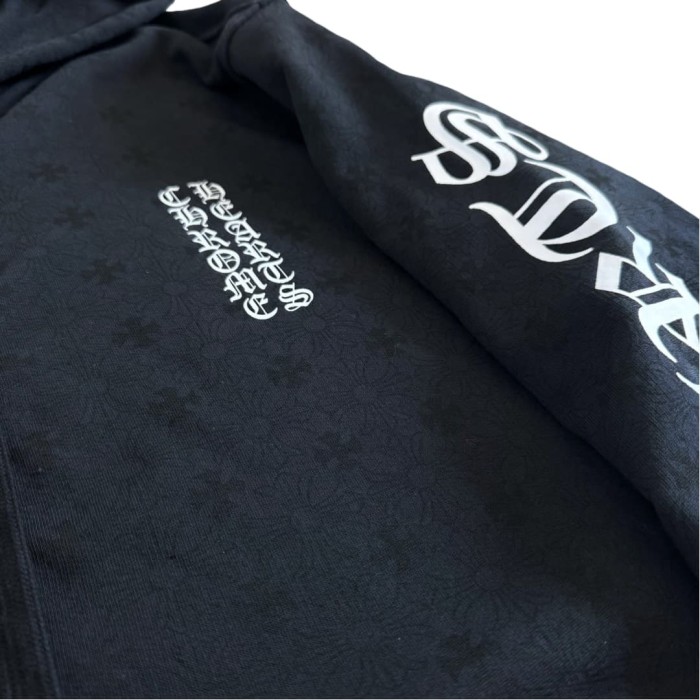1:1 quality version Full printed dark cross Vertical Lettering Logo and Sanskrit print Zipper Hoodie 2 colors 28782524