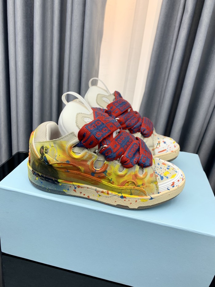 1:1 quality version Colorful Colorblocking Cowhide Bread Shoes 35 colors
