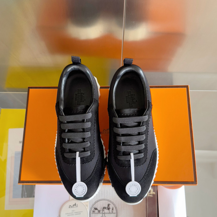 [plus-size shoes]Bouncing Couple Style Mesh & Genuine Leather Breathable Sneakers 4 colors 29085183