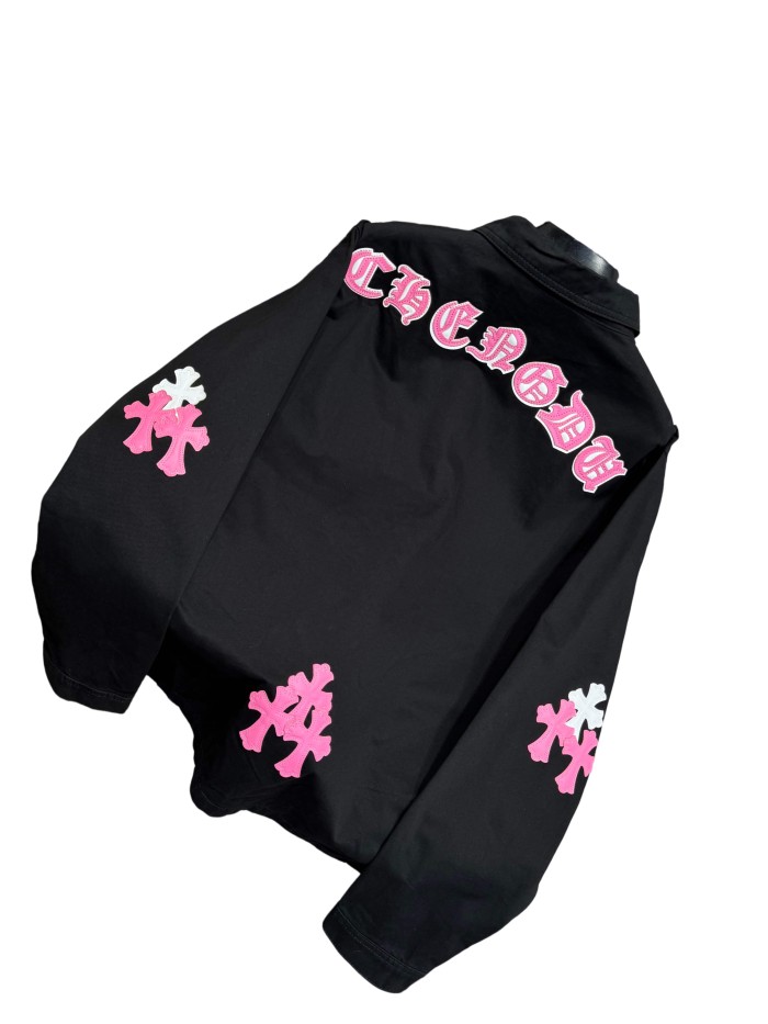 1:1 quality version pink & white cross leather patches denim Vintage jacket 28959621