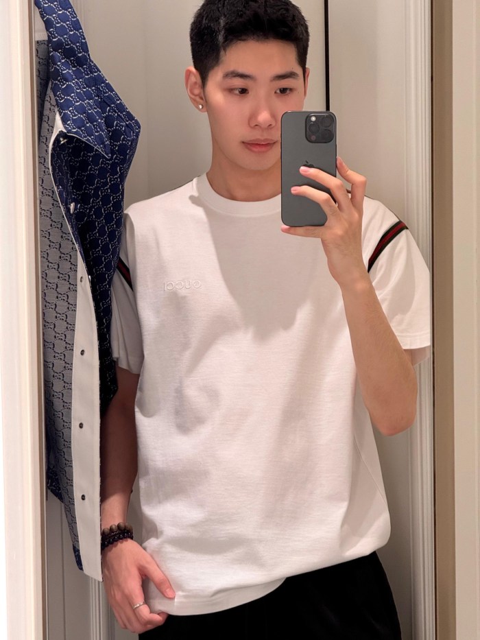 1:1 quality version 28327269 Webbing Embroidery  tee