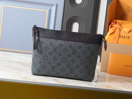 Black Grey Monogram Canvas Clutch Bag 29068978