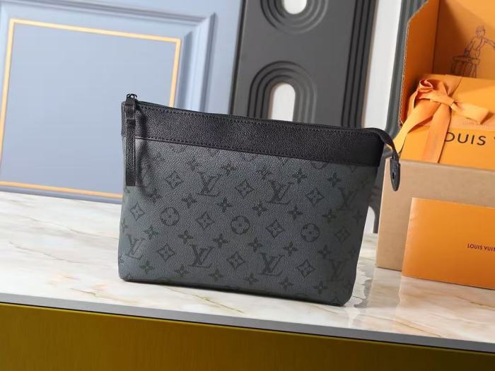 Black Grey Monogram Canvas Clutch Bag 29068978