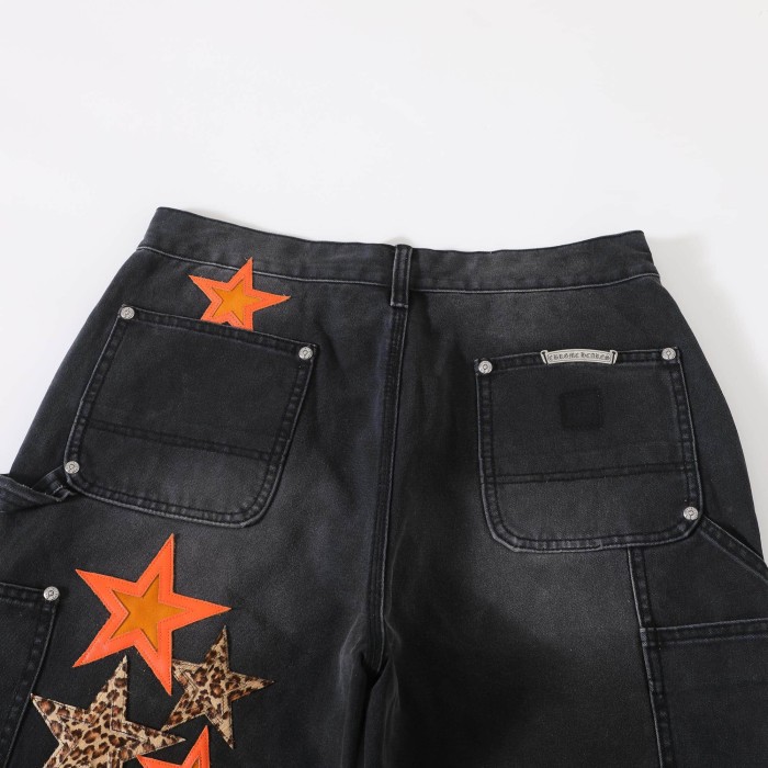 1:1 quality version Orange-Lined Leopard-Print Five-Pointed Star Jeans 28791707