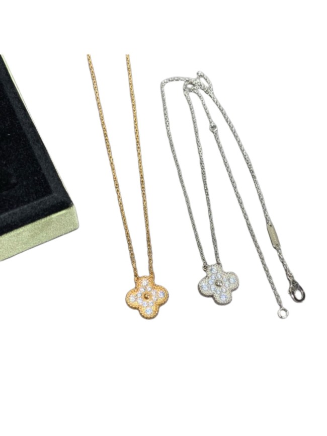 1:1 quality version Full Diamond Four-Leaf Clover Necklace 2 colors 28894554