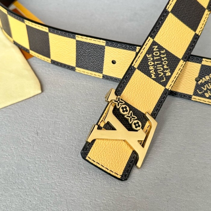 1:1 quality version Colorful Checkered Floral Logo Buckle Belt 10 colors【Width 4 cm】