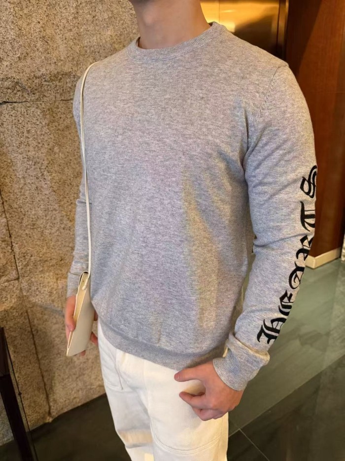 1:1 quality version Scroll Pattern Embroidered Crew Neck Wool Sweater 2 colors 28938051