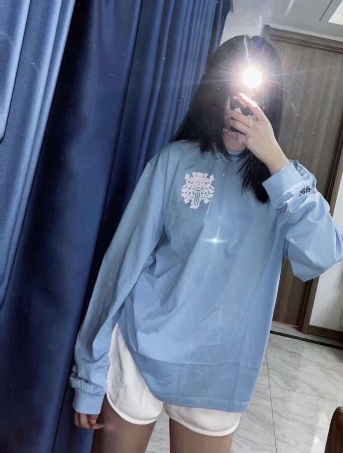 1:1 quality version White Big Sword Printed Loose Long Sleeve T-Shirt