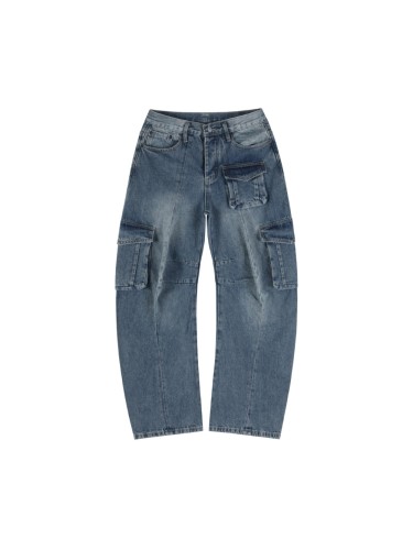 Blue Multi-pocket Washed Version Jeans 28515006