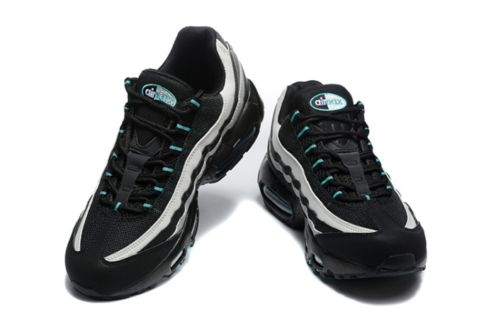 [plus-size shoes]Air Max 95 Black White Teal Mesh  Air Cushion Running Shoes 29045309