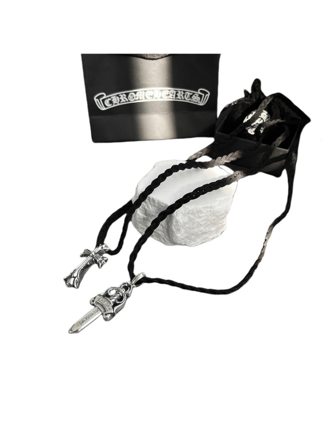 28204280 Cross & Sword Leather Cord Braided Necklace 2 styles