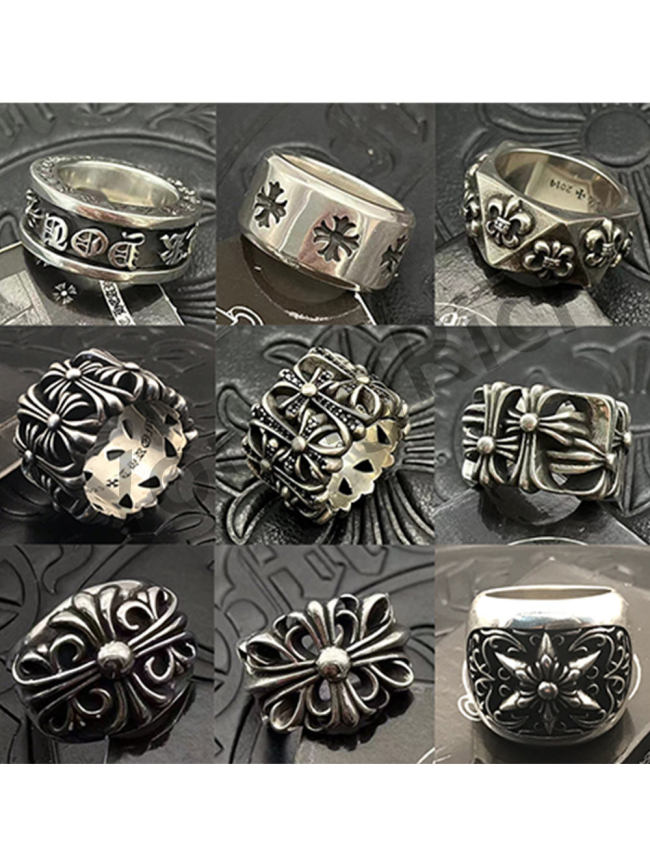 CH Vintage Cross Cross Flower Tomb Sword Hexagram Ring 26 colors
