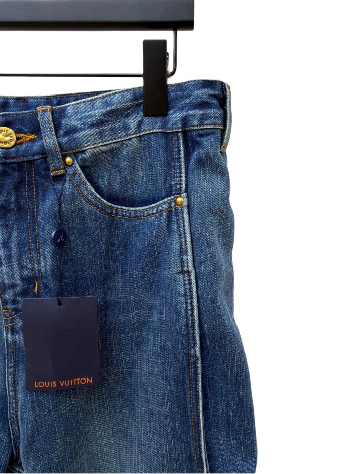 1:1 quality version Vintage Washed Wavy Line Denim Jeans 28685202