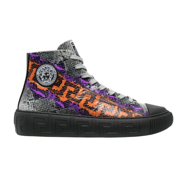 VERS@CE SNAKESKIN EMBOSSED LEATHER HIGH TOP SNEAKERS VS65