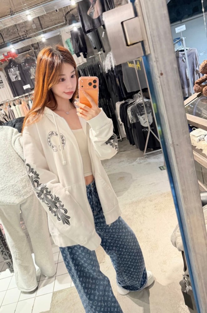 1:1 quality version Horseshoe Flower Arm Print Antique Silver Zipper Hoodie 28893087