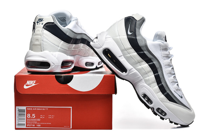 [plus-size shoes]Air Max 95 White Grey Black Gradient Air Cushion Running Shoes 29044769