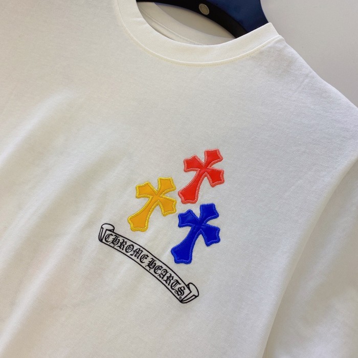 1:1 quality version Three-color Embroidery Cross Scroll tee 2 colors