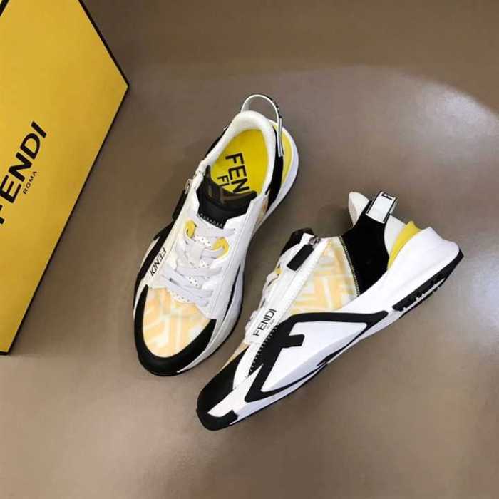 FEND1 FLOW YELLOW NYLON LOW TOPS SNEAKERS   FD01