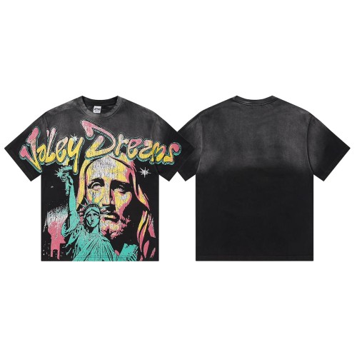 Jesus And Statue Of Liberty Print Washed Tee 29047381