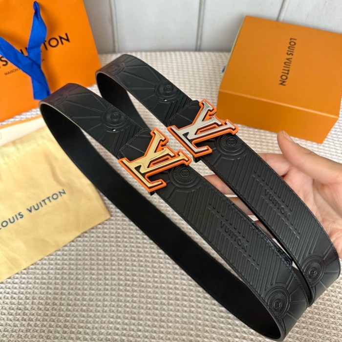 1:1 quality version Two-tone letter logo buckle leather belt 4 colors【Width 4cm】