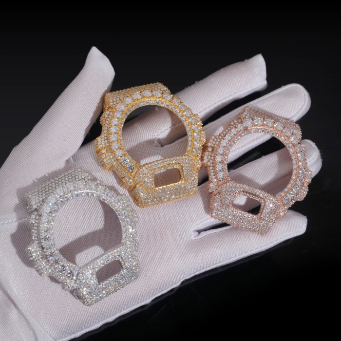 Bezel set with large moissanite stones on GM6900 model watch case 3 colors 28782447