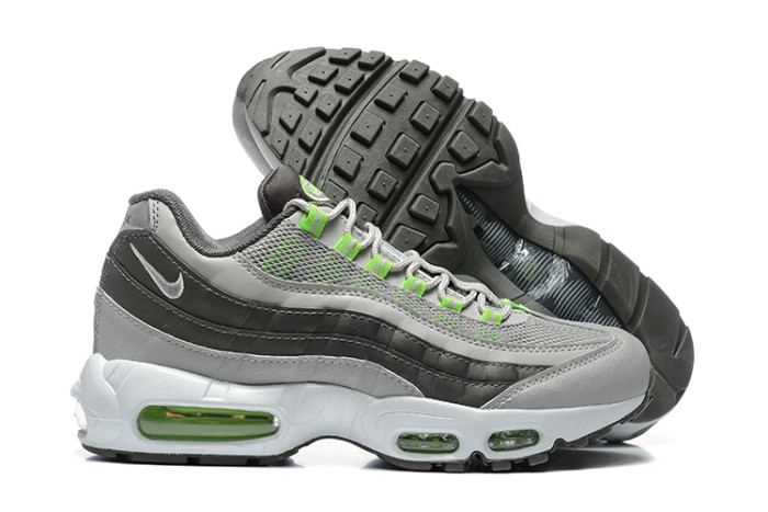 [plus-size shoes]Air Max 95 Grey Neon Green Mesh  Air Cushion Running Shoes 29045405
