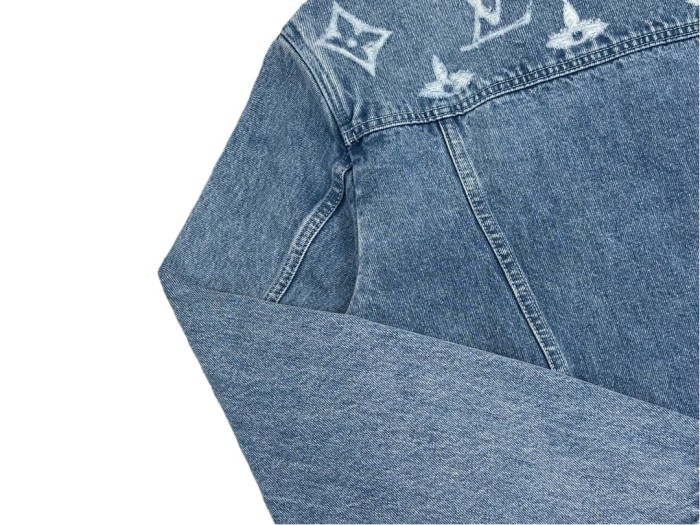 1:1 quality version White Logo Embroidered Blue Denim Jacket 28687458