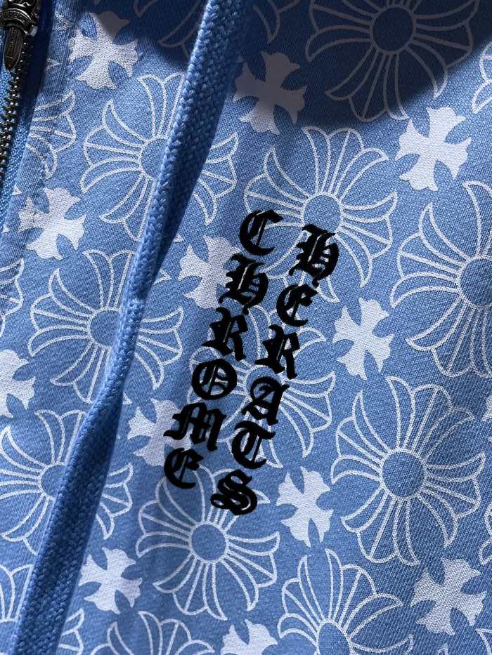 Full Printed Crucifix Flower Arm Sanskrit Letter Zipper Hoodie 3 colors