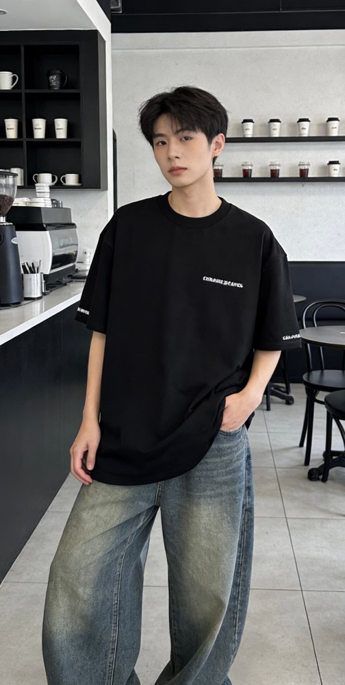 1:1 quality version Letter Print Crew Neck Tee 2 colors 28760610