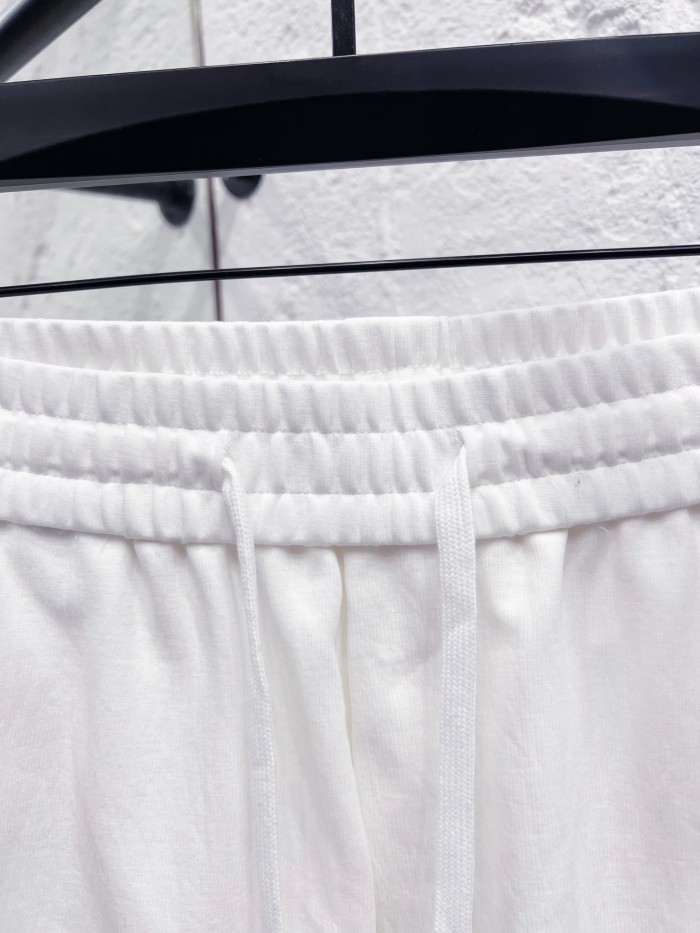 1:1 quality version White Horseshoe Embroidered Drawstring Sweat Shorts 29092174