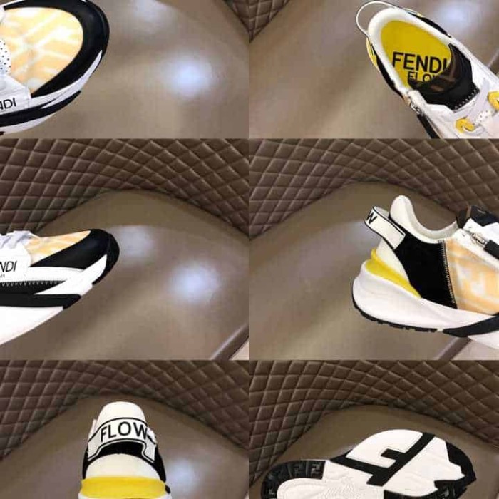 FEND1 FLOW YELLOW NYLON LOW TOPS SNEAKERS   FD01