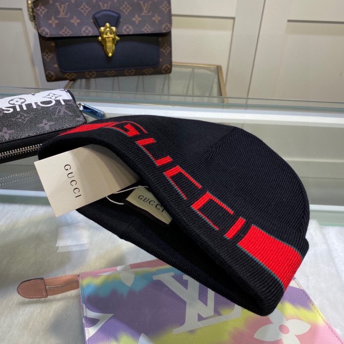 1:1 quality version Two Color Letter Jacquard Warm Knit Beanie 4 colors
