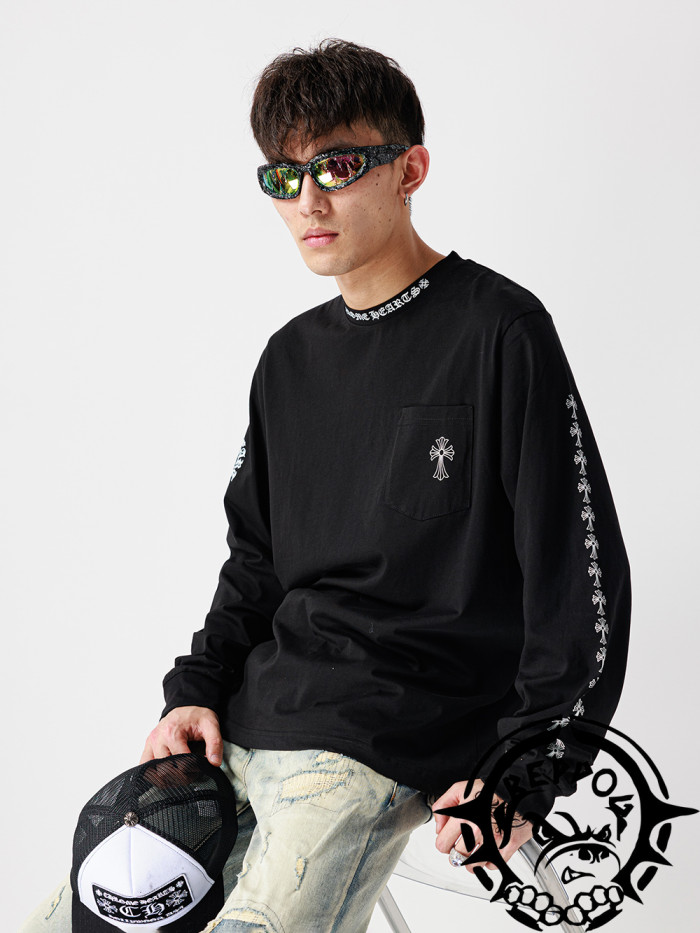 1:1 quality version Monogrammed Collar Cross Arm Long Sleeve