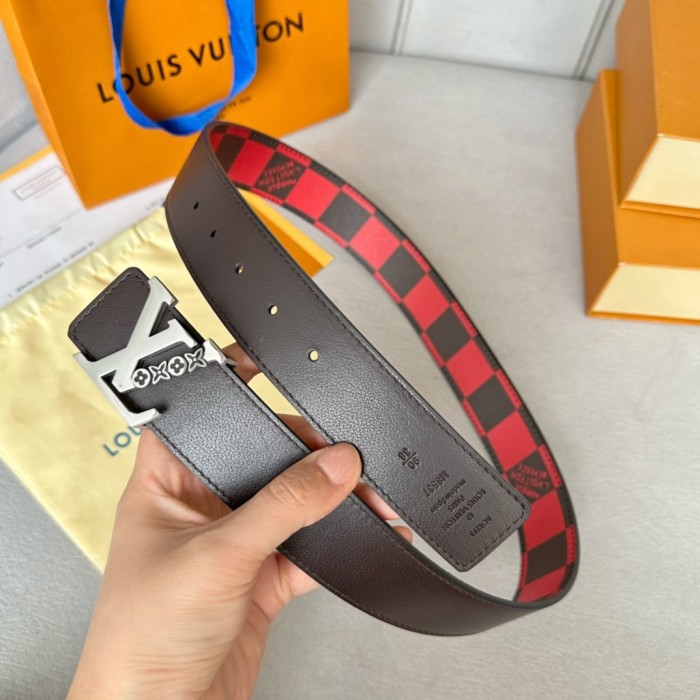 1:1 quality version Colorful Checkered Floral Logo Buckle Belt 10 colors【Width 4 cm】