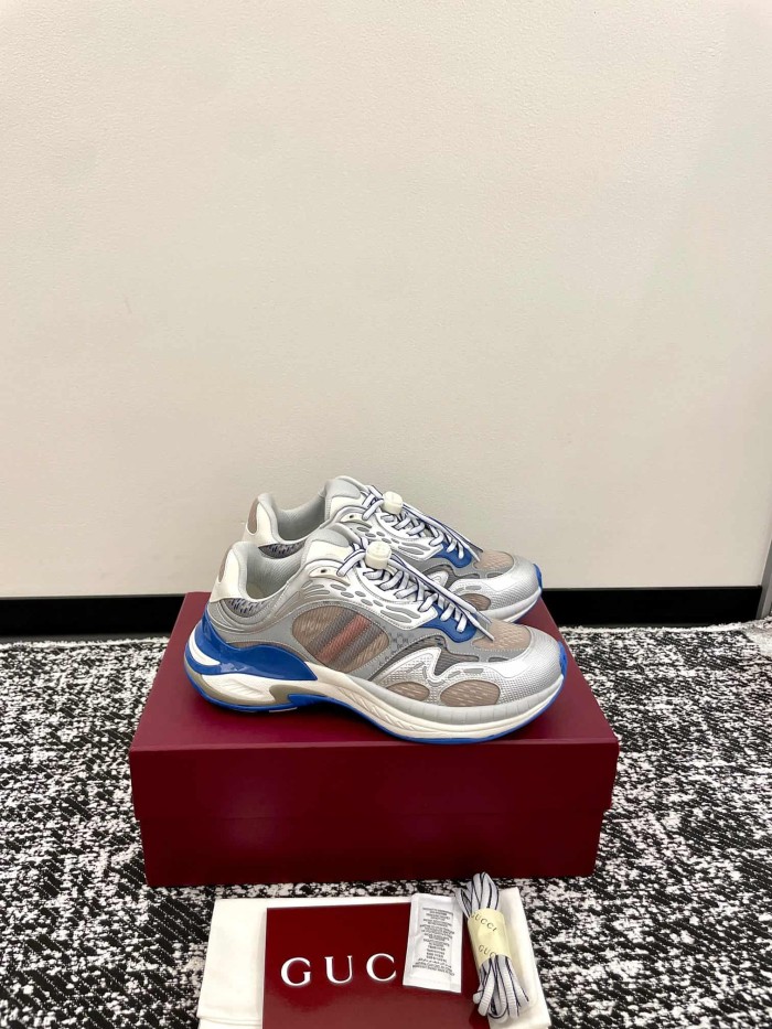 1:1 quality version Gucci Green Grey Mesh Low Top Dad Sneakers Casual Lace-Up Shoes 2 colors 28974572
