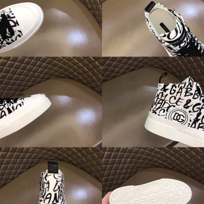 DOLCE AND  G@BB@N@ CANVAS PORTOFINO LIGHT MID-TOP SNEAKERS WITH DG LOGO PRINT    DG109