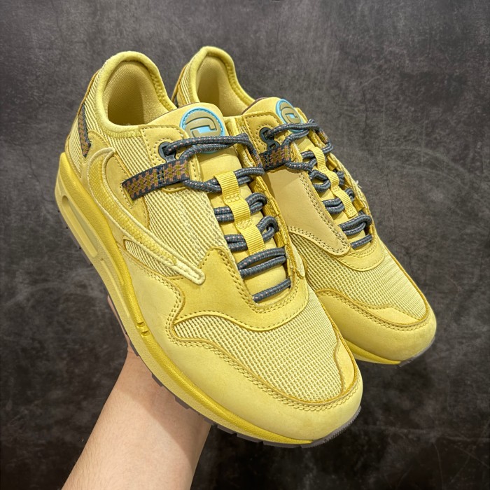 1:1 quality version Travis Scott x Nike Air Max 1  Satum Gold  Wheat Retro Casual Running Shoes 28602402