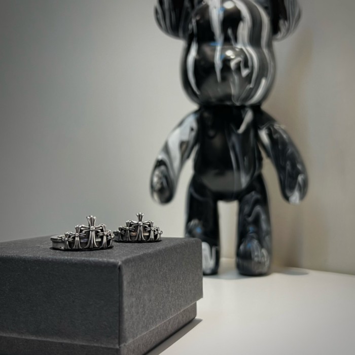 1:1 quality version pure silver-Crown Cross ring