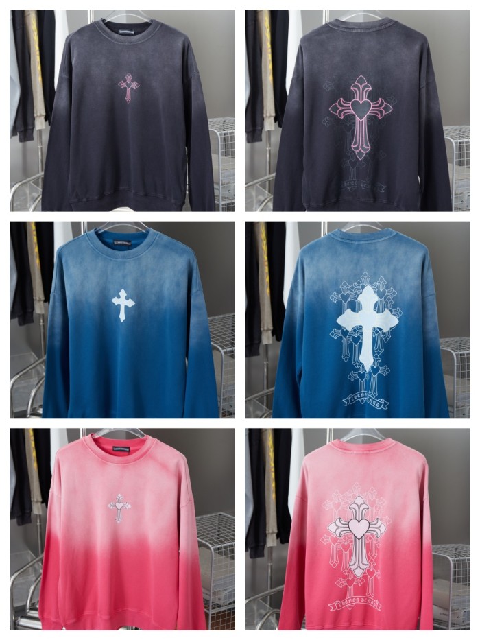 Gradient Heart Cross Cluster Print Crew Neck Sweatshirt 3 colors