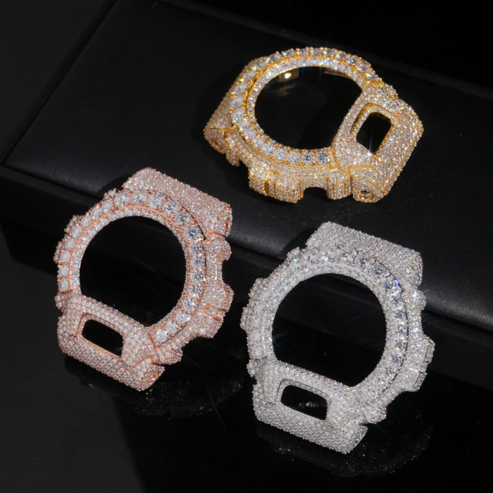 Bezel set with large moissanite stones on GM6900 model watch case 3 colors 28782447