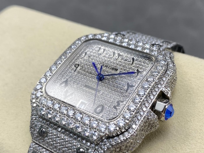 1:1 quality version Black Moissanite Diamond-Studded Santos Mechanical Watch【Dial diameter：39.8mm】28773787