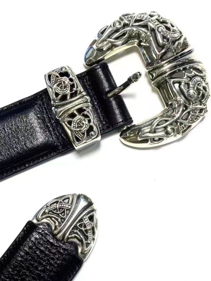 1:1 quality version Cat's Claw Pure Copper Silver Plated Pin Buckle Leather Belt【Width 3.0 cm】